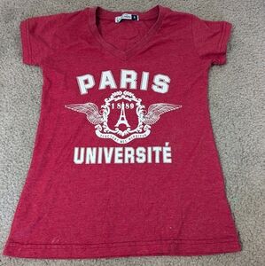 Red V-Neck Paris university shirt